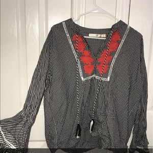 Bell Sleeved Blouse with Embroidery Details